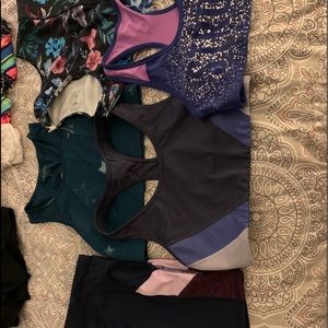 Variety of old navy sports bras and shorts